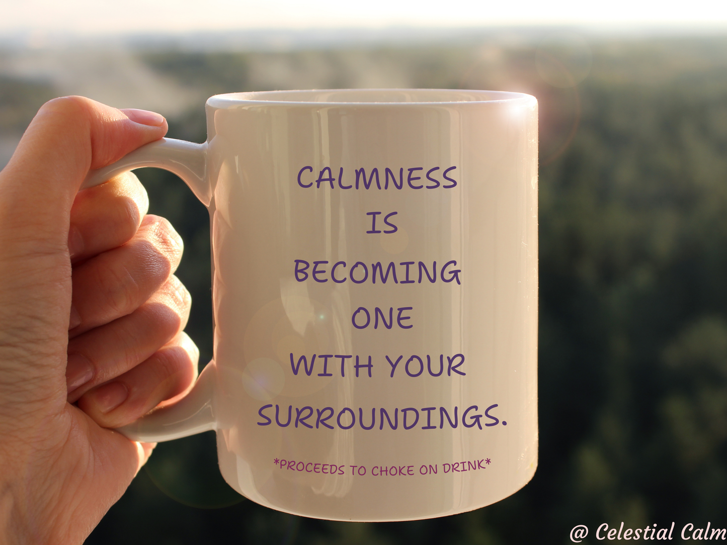 Calmness is becoming one with your surroundings *proceeds to choke on drink* Ceramic Mug